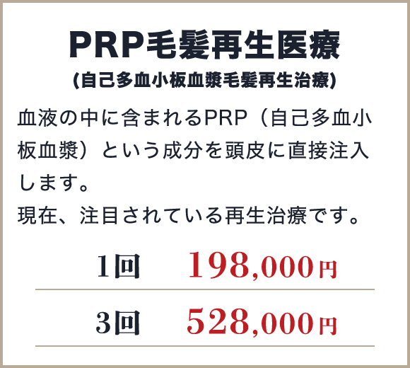 PRP毛髪再生医療（自己多血小板血漿毛髪再生治療）